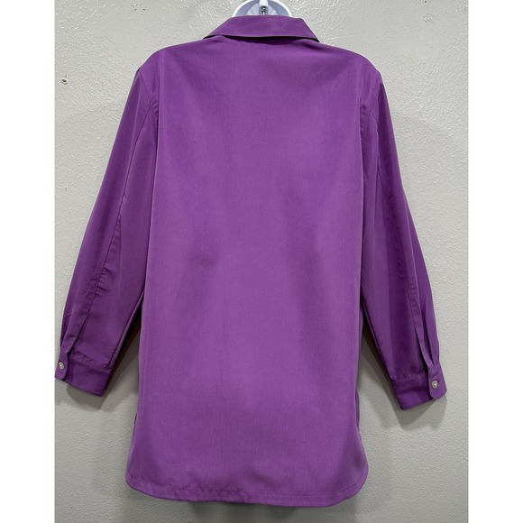Travel Smith Tunic Top Womens Medium Purple Button Up Long Sleeve Front Pocket - Picture 6 of 12